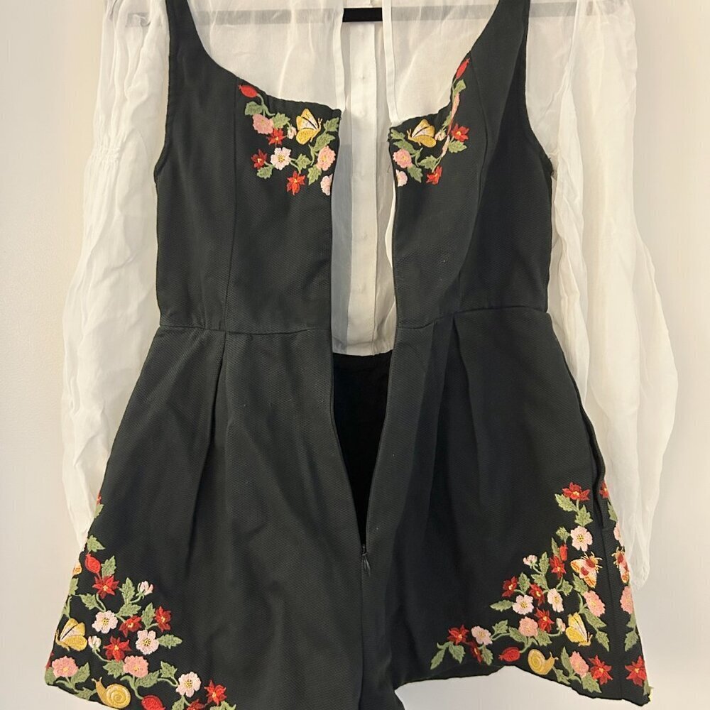 Anthropologie Maeve Long-Sleeve Embroidered Twofer Romper Size 2 NWT - Picture 11 of 15
